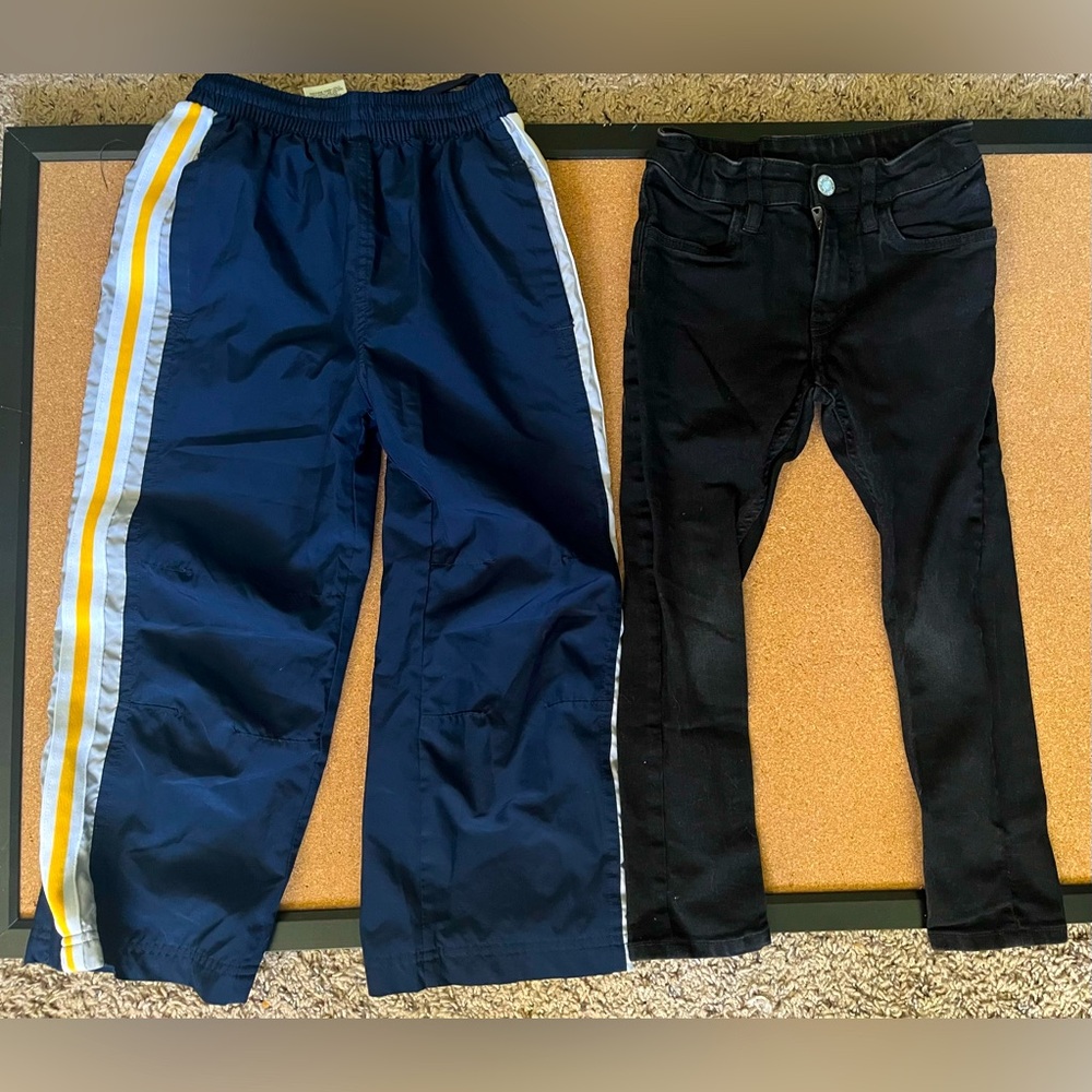 Athletic Works Boys Navy Track Pants And Black Jeans Set (2)